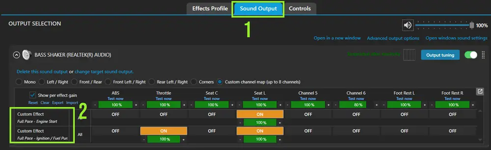 Route Effects to Bass Shakers