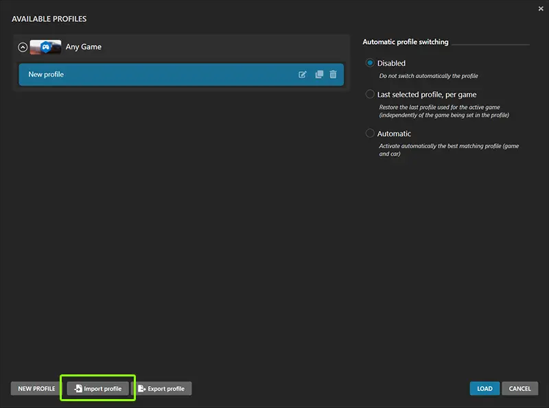 Profile Manager Import